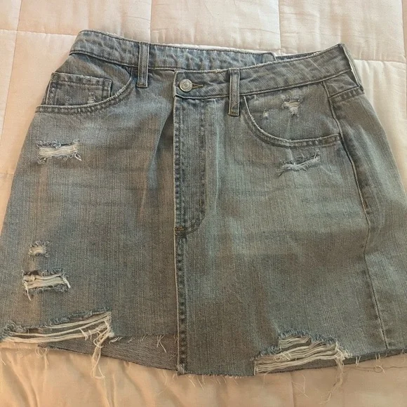 Vervet High Waist Asymmetrical Denim Wrap Skirt | Vervet Skirt - Picture 4 of 7